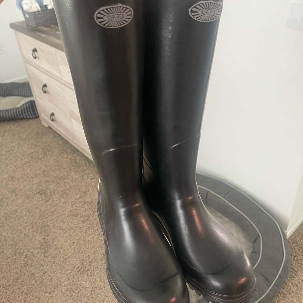Superga Black Rubber Boots